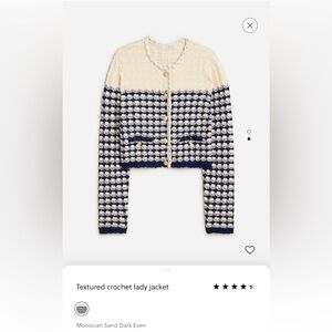 J.Crew textured crocheted lady jacket